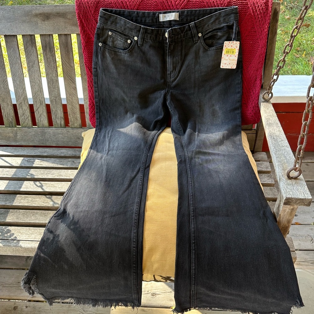Free People wide or flare jeans in black ash